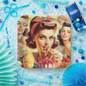 Retro Snoep meisjes Papieren Bordje (Feest)