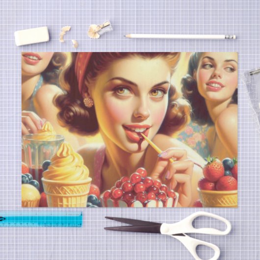 Retro Snoep meisjes Tissuepapier (Craft)