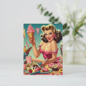 Retro Snoep Pin Up Briefkaart (Staand voorkant)
