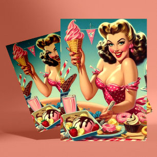 Retro Snoep Pin Up Briefkaart