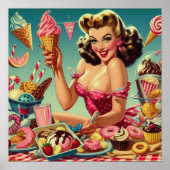 Retro Snoep Pin Up Poster (Voorkant)