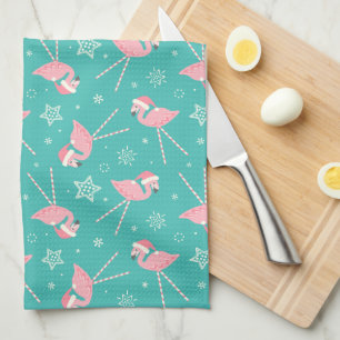 Retro Snoep Pink Flamingos ©studioxine Theedoek