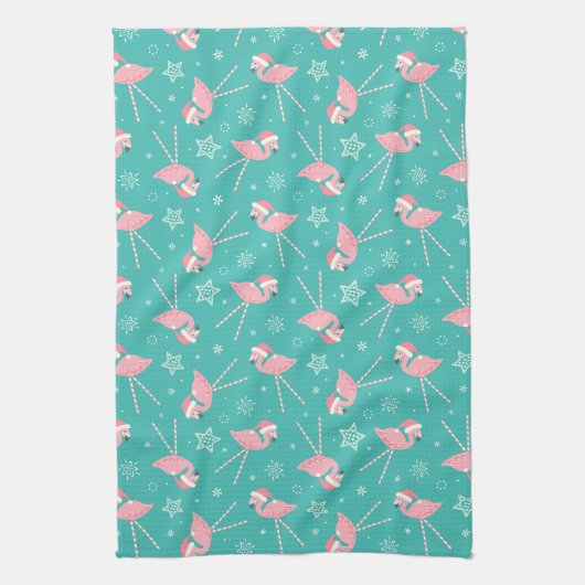 Retro Snoep Pink Flamingos ©studioxine Theedoek (Verticaal)