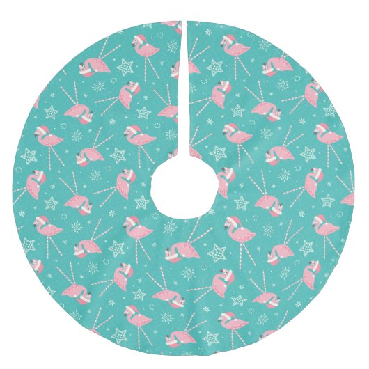 Retro Snoep Pink Flamingos ©studioxtine Kerstboom Rok (Voorkant)
