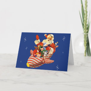 Retro Snoep Rocket Santa Kaart
