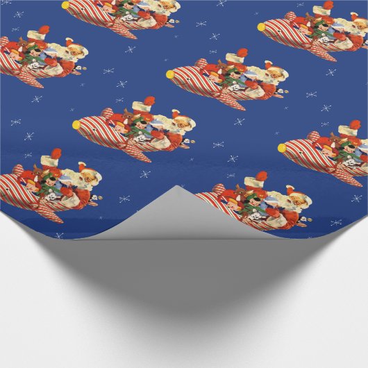 Retro Snoep Rocket Santa Wrapping Paper Cadeaupapier (Hoek)