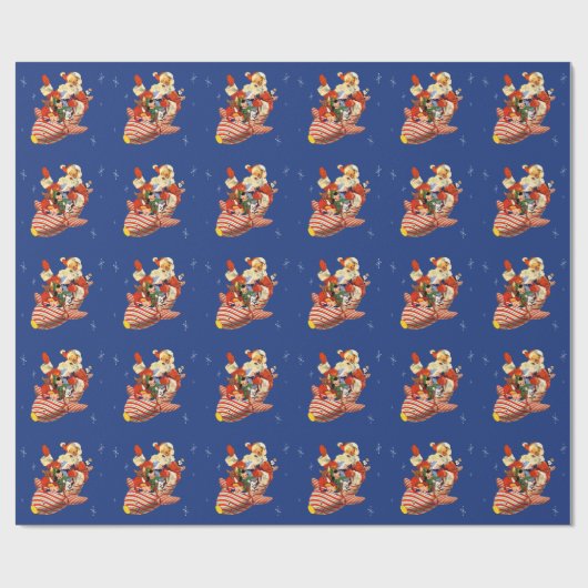 Retro Snoep Rocket Santa Wrapping Paper Cadeaupapier (Vlak)