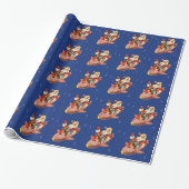 Retro Snoep Rocket Santa Wrapping Paper Cadeaupapier (Uitgerold)