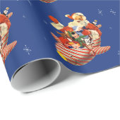 Retro Snoep Rocket Santa Wrapping Paper Cadeaupapier (Rol Hoek)