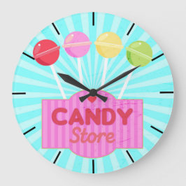 Retro Snoep Store Pastel Colored Lollipops Design Grote Klok