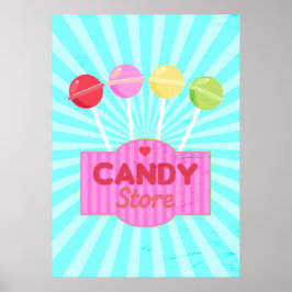 Retro Snoep Store Pastel Lollipops Graphic Design Poster