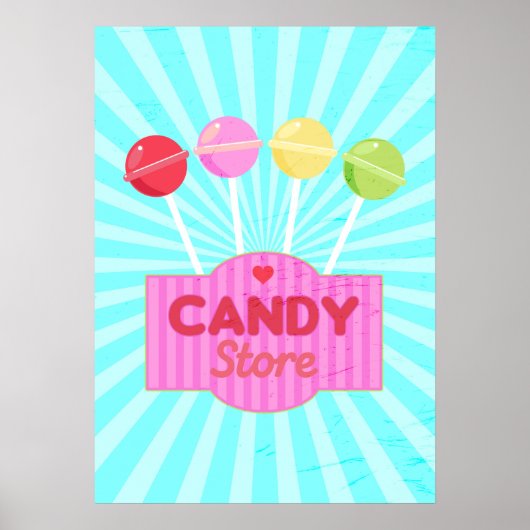 Retro Snoep Store Pastel Lollipops Graphic Design Poster (Voorkant)