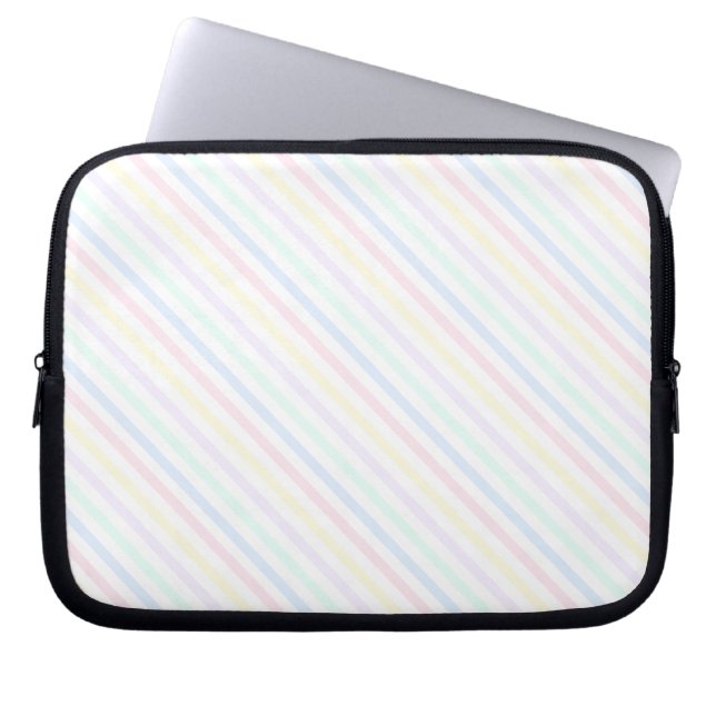 Retro Snoep Strepen Diagonale Pinstripes 10 inch Laptop Sleeve (Voorkant)