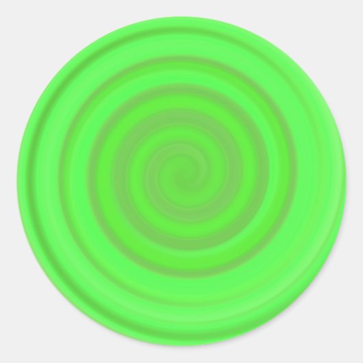 Retro Snoep Swirl in Lime Green Ronde Sticker (Voorkant)