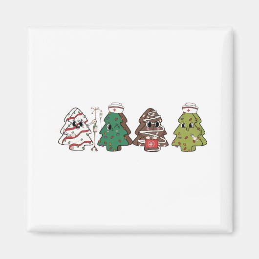 Retro snoepboom Kerst Roze Strik Coquette Magneet (Voorkant)