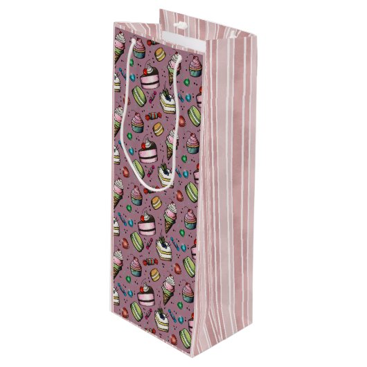 Retro Snoepjes- Roze Wijn Cadeautas (Voorkant Gekanteld)