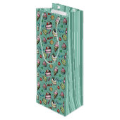 Retro Snoepjes- Turquoise Wijn Cadeautas (Achterkant Gekanteld)