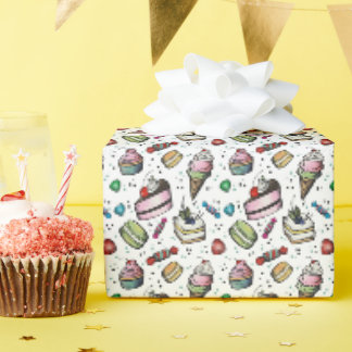 Retro Snoepjes- Wit Cadeaupapier