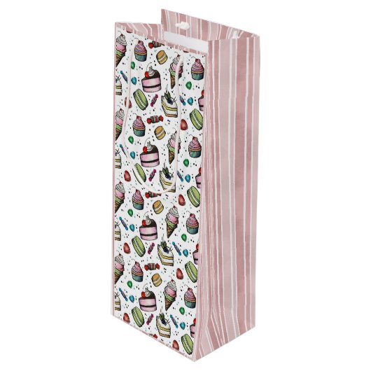 Retro Snoepjes- Wit Wijn Cadeautas (Voorkant Gekanteld)