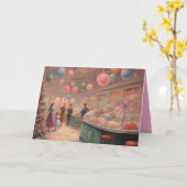 Retro snoepwinkel tijdens de kerstdagen kaart (Gele Bloem)
