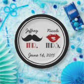 Retro snor aangepaste bruiloft papieren bordje (Feest)