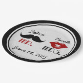 Retro snor aangepaste bruiloft papieren bordje (Gekanteld)