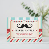 Retro snor Kleine Gentleman Baby Luier Raffle Informatiekaartje (Staand voorkant)