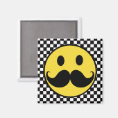 Retro snor Moutache w / Checkerboard Magneet (Voorkant / Achterkant)