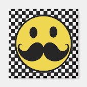 Retro snor Moutache w / Checkerboard Magneet (Voorkant)