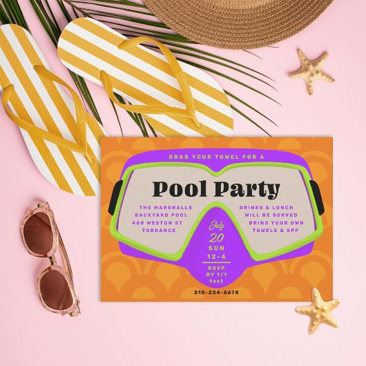 Retro Snorkel Pool Party Kaart