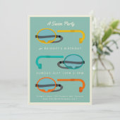 Retro Snorkels Zomer Zwemfeest Kaart (Staand voorkant)