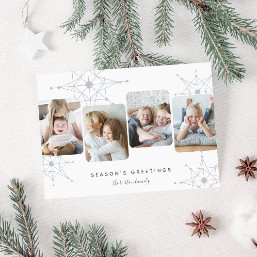 Retro Snow | 4 Foto-collage Feestdagenkaart