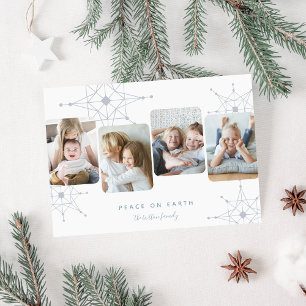 Retro Snow   4 Foto Collage Peace on Earth Feestdagenkaart