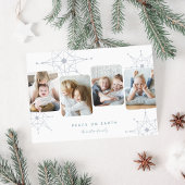 Retro Snow | 4 Foto Collage Peace on Earth Feestdagenkaart