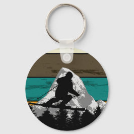 Retro Snow Skiing Mountain Slopes Ski Fields Sleutelhanger