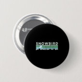 Retro Snowbird, Utah Distressed Skiing Ronde Button 5,7 Cm (Voorkant /achterkant)