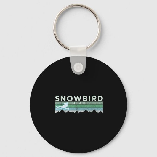 Retro Snowbird, Utah Gestreste Skisport  Sleutelhanger (Voorkant)