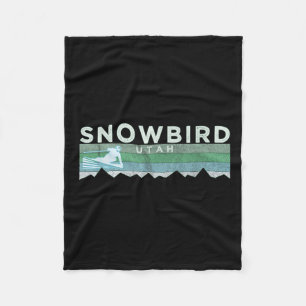 Retro Snowbird, Utah Verontwaardigd Skiën Fleece Deken
