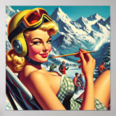 Retro Snowboard Girl Poster (Voorkant)