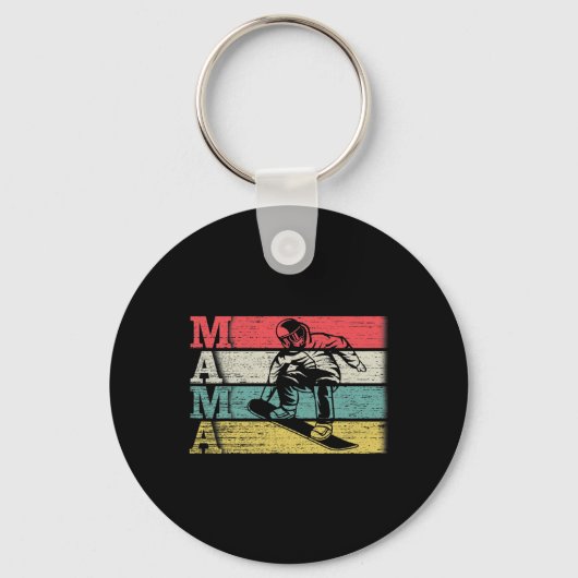 Retro Snowboard Mama Ski Snowboarding Silh Sleutelhanger (Voorkant)