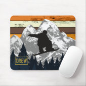 Retro Snowboard Skiing Mountain Ski Slopes Name Muismat (Met muis)