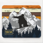 Retro Snowboard Skiing Mountain Ski Slopes Name Muismat (Voorkant)