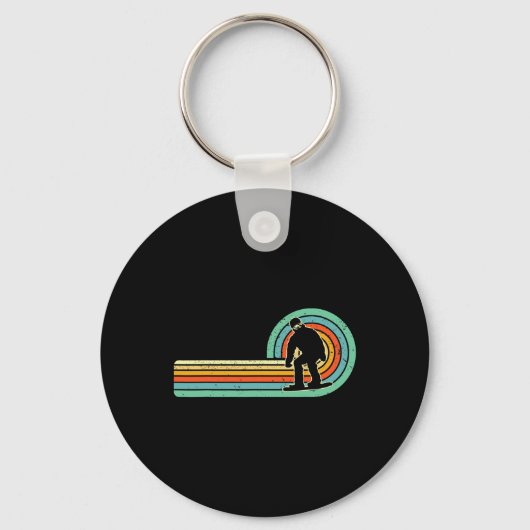 Retro Snowboarden Design Snowboarder 70s Sleutelhanger (Voorkant)