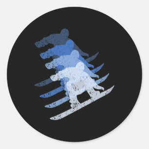 Retro Snowboarden Gift Snowboarder T-shirt  SN Ronde Sticker