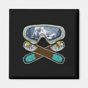 Retro Snowboarden Goggles Eagle Snowboarder Snowb Magneet