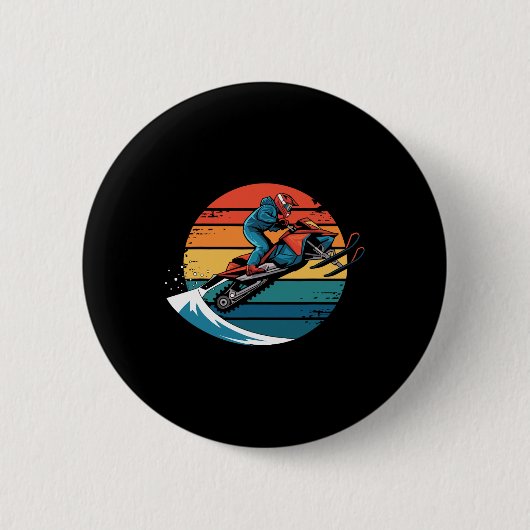Retro Snowboarden Mountain Sunset Snowboard Cadeau Ronde Button 5,7 Cm (Voorkant)