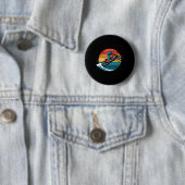 Retro Snowboarden Mountain Sunset Snowboard Cadeau Ronde Button 5,7 Cm (In situ)
