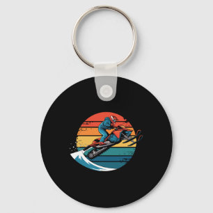 Retro Snowboarden Mountain Sunset Snowboard Cadeau Sleutelhanger