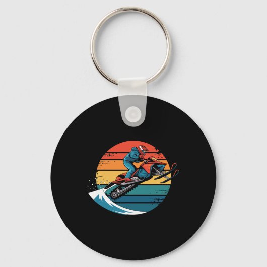 Retro Snowboarden Mountain Sunset Snowboard Cadeau Sleutelhanger (Voorkant)