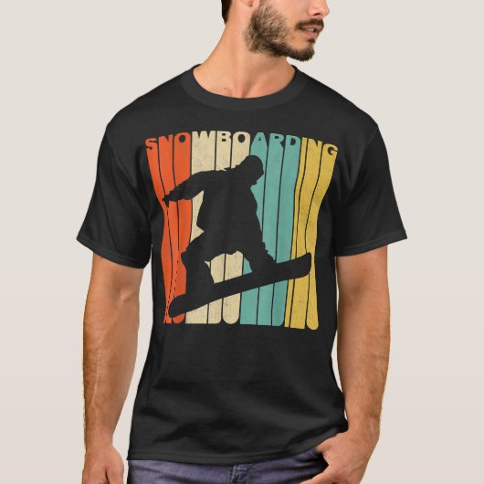  retro snowboarden silhouet t-shirt (Voorkant)